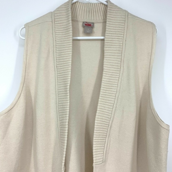 Chicos Pocket Sweater Vest Beige Sleeveless Ribbed Knit Cardigan - Picture 3 of 8